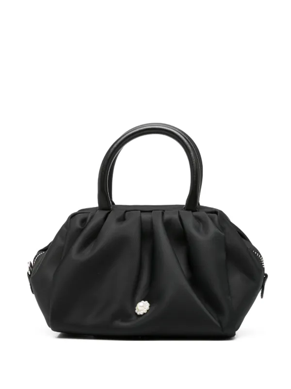 Simone Rocha Mini Pearl-embellished Gathered Tote Bag in Black
