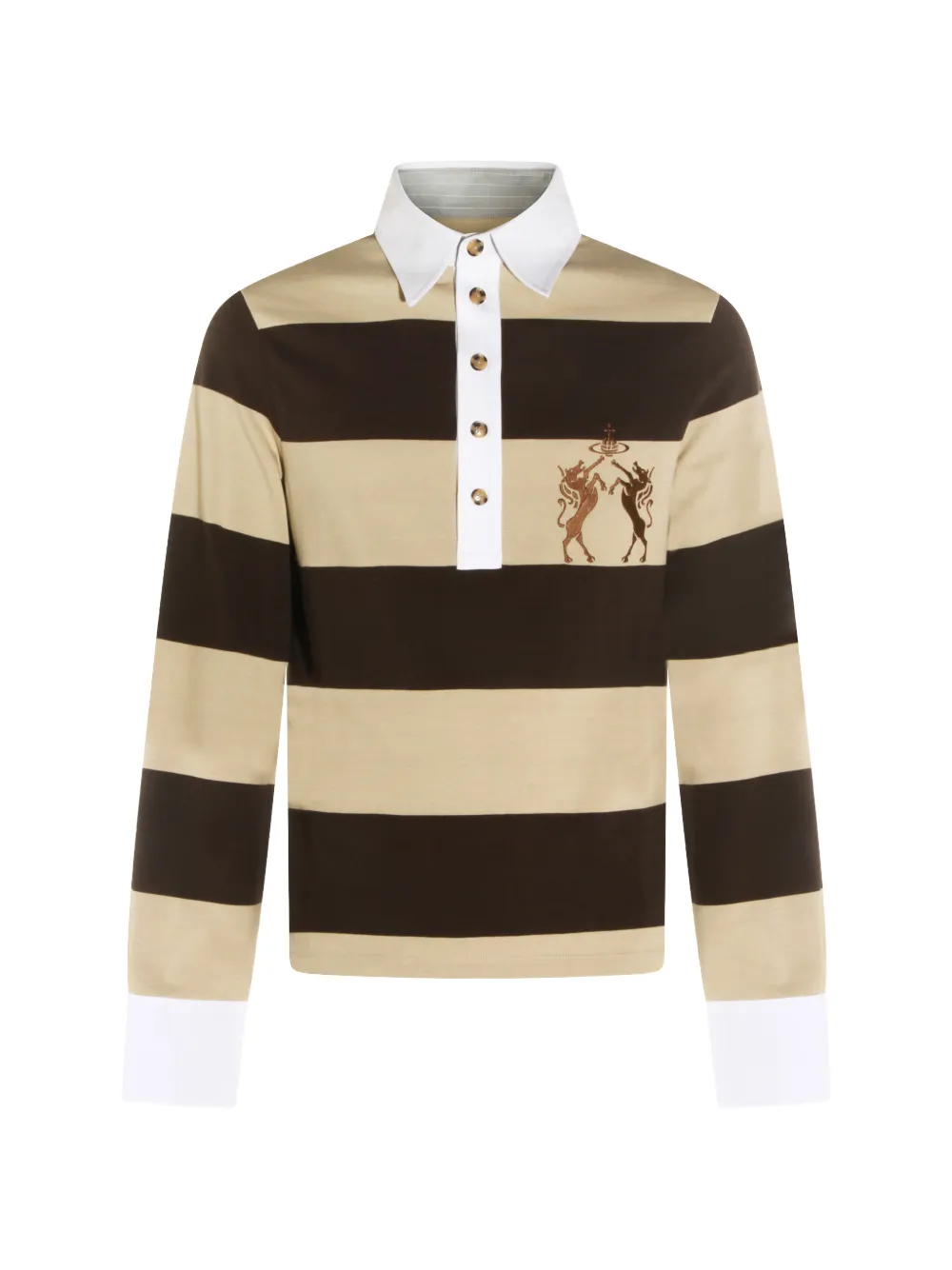 Vivienne Westwood striped embroidered polo shirt - Marrone