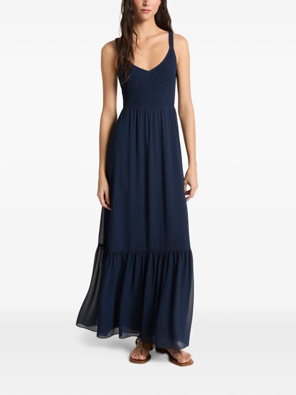 Michael Michael Kors smocked tiered maxi dress - Blu