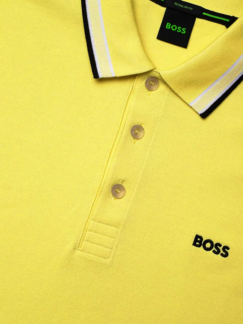 BOSS Poloshirt met contrasterende afwerking Geel