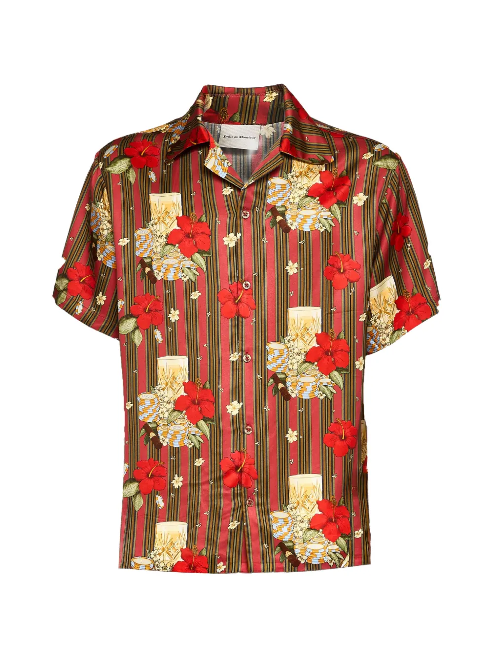 Drôle De Monsieur short sleeve bowling shirt - Rosso