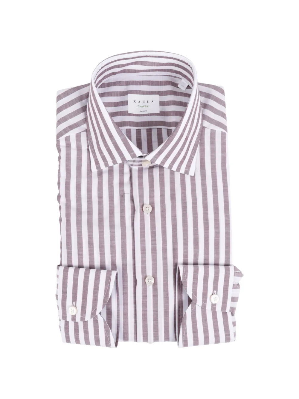 Xacus Travel Shirt striped shirt - Marrone