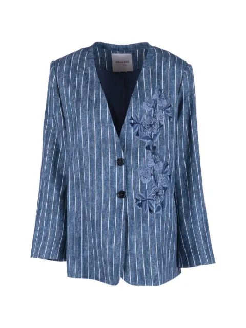 ERMANNO FIRENZE  pinstripe-pattern floral-embroidered blazer