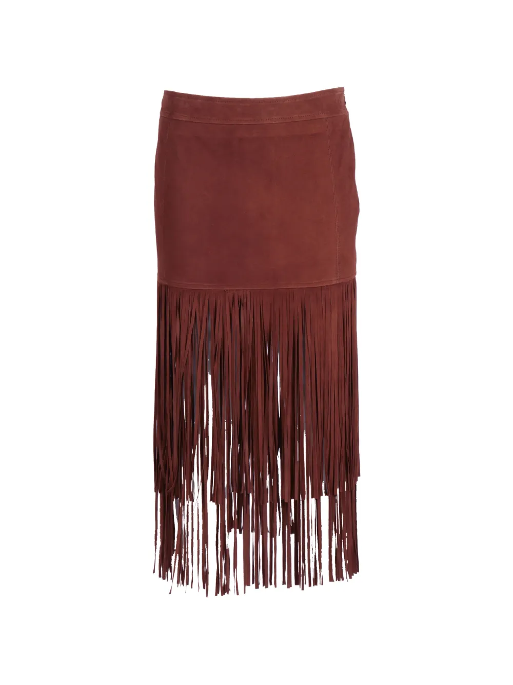 Ermanno Scervino fringe-trim suede skirt - Marrone