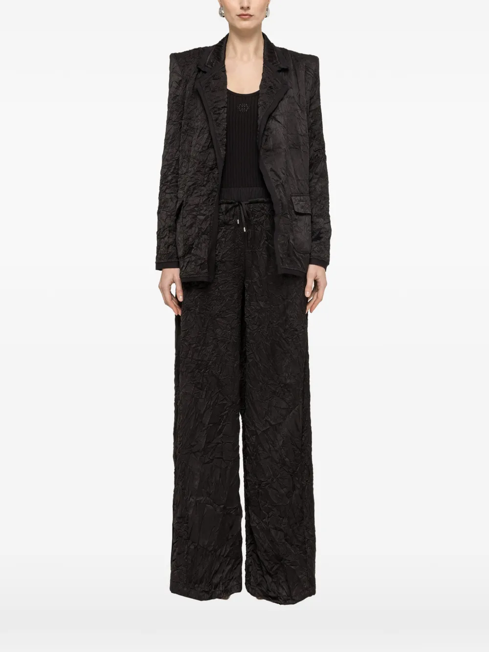 NISSA crinkle-effect blazer - Schwarz