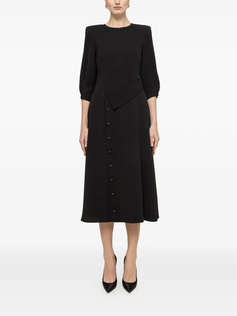 NISSA Midi-jurk met knoopdetail Zwart