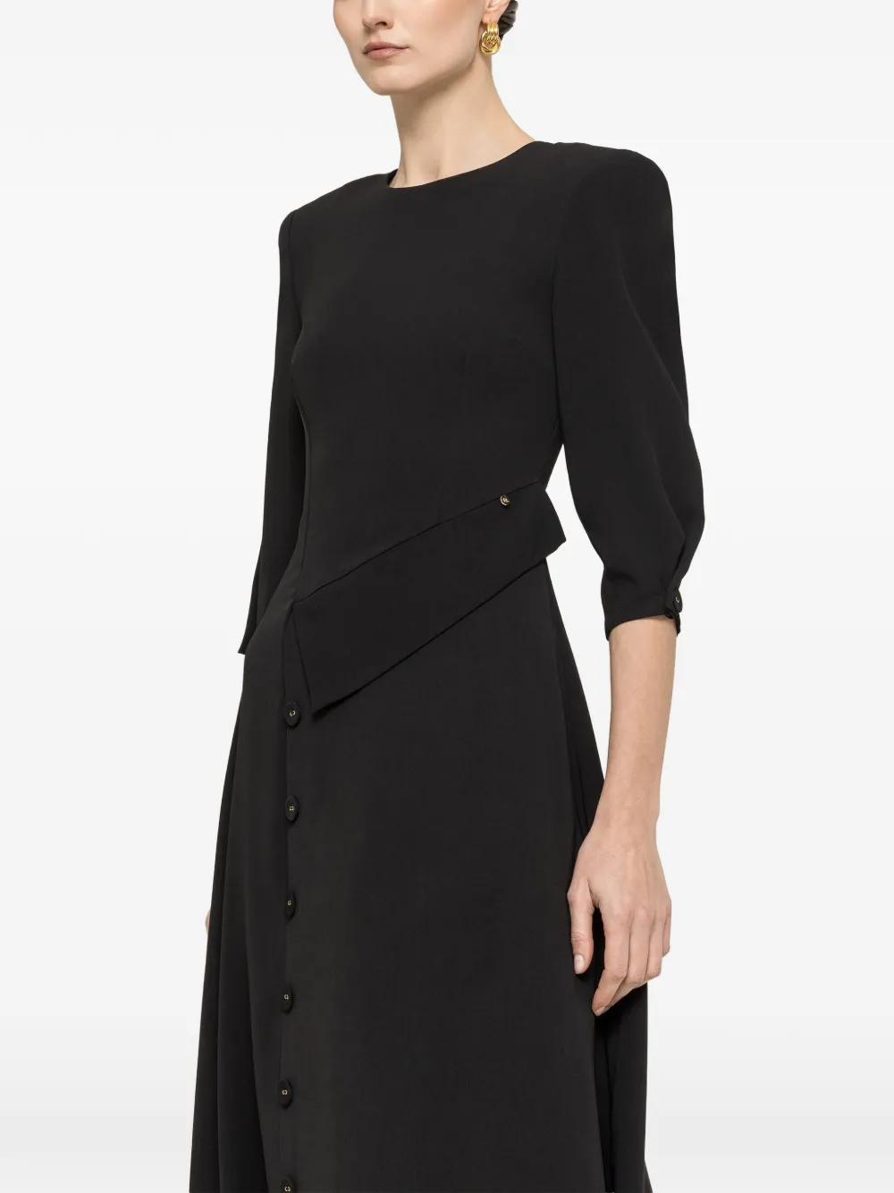 NISSA button-detail midi dress - Nero