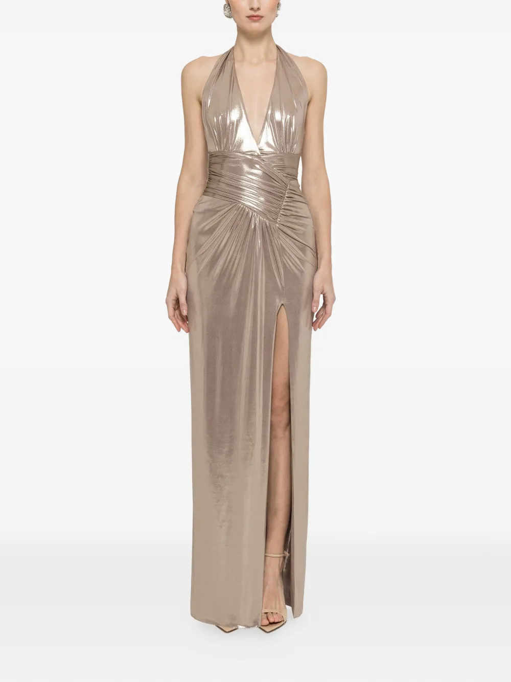 NISSA Backless Split Maxi Dress | Neutrals | FARFETCH UK