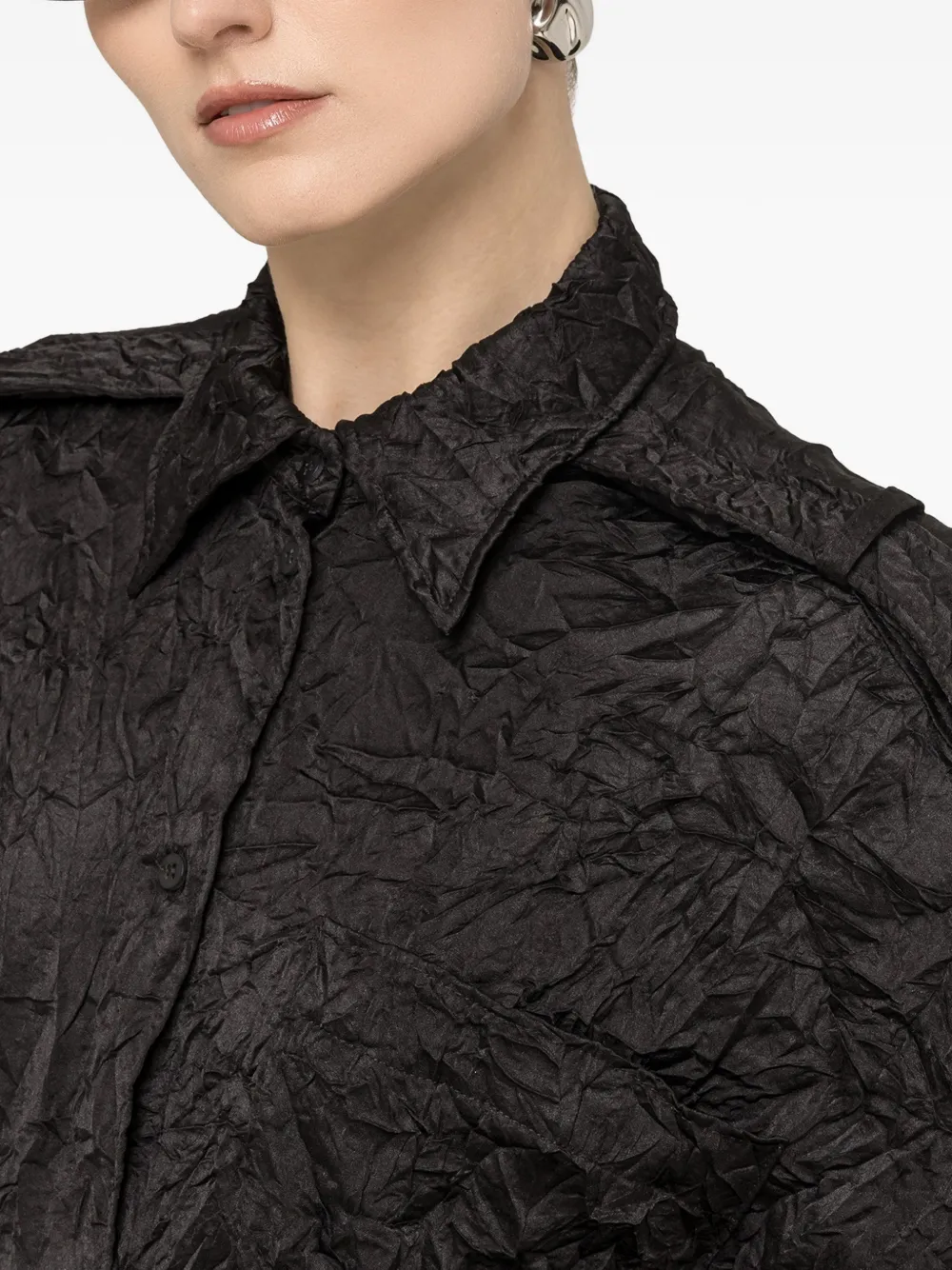 NISSA Satijnen blouse met gekreukt effect Zwart