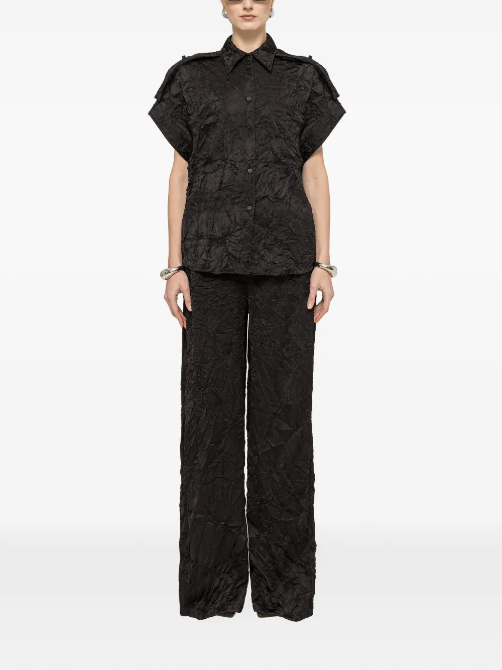 NISSA Satijnen blouse met gekreukt effect Zwart