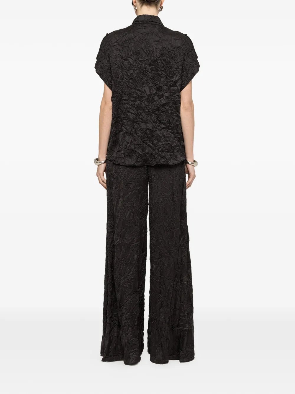 NISSA Satijnen blouse met gekreukt effect Zwart