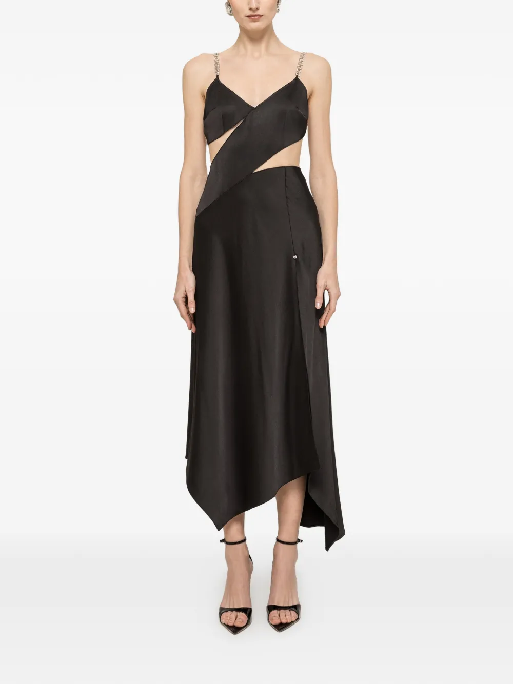 NISSA Midi-jurk met kristallen detail Zwart