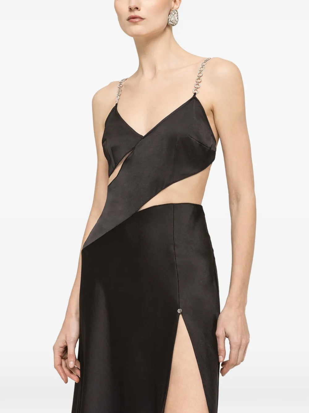 NISSA crystal-detail midi dress - Nero