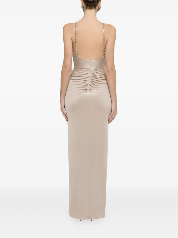chain strap maxi dress Cowl Halterneck Chain Strap Detail Maxi Dress In Stone Abstract Print | EGO  US