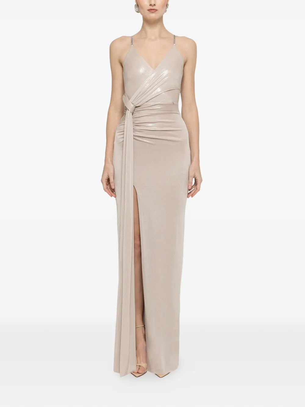 NISSA Maxi-jurk met open rug Beige