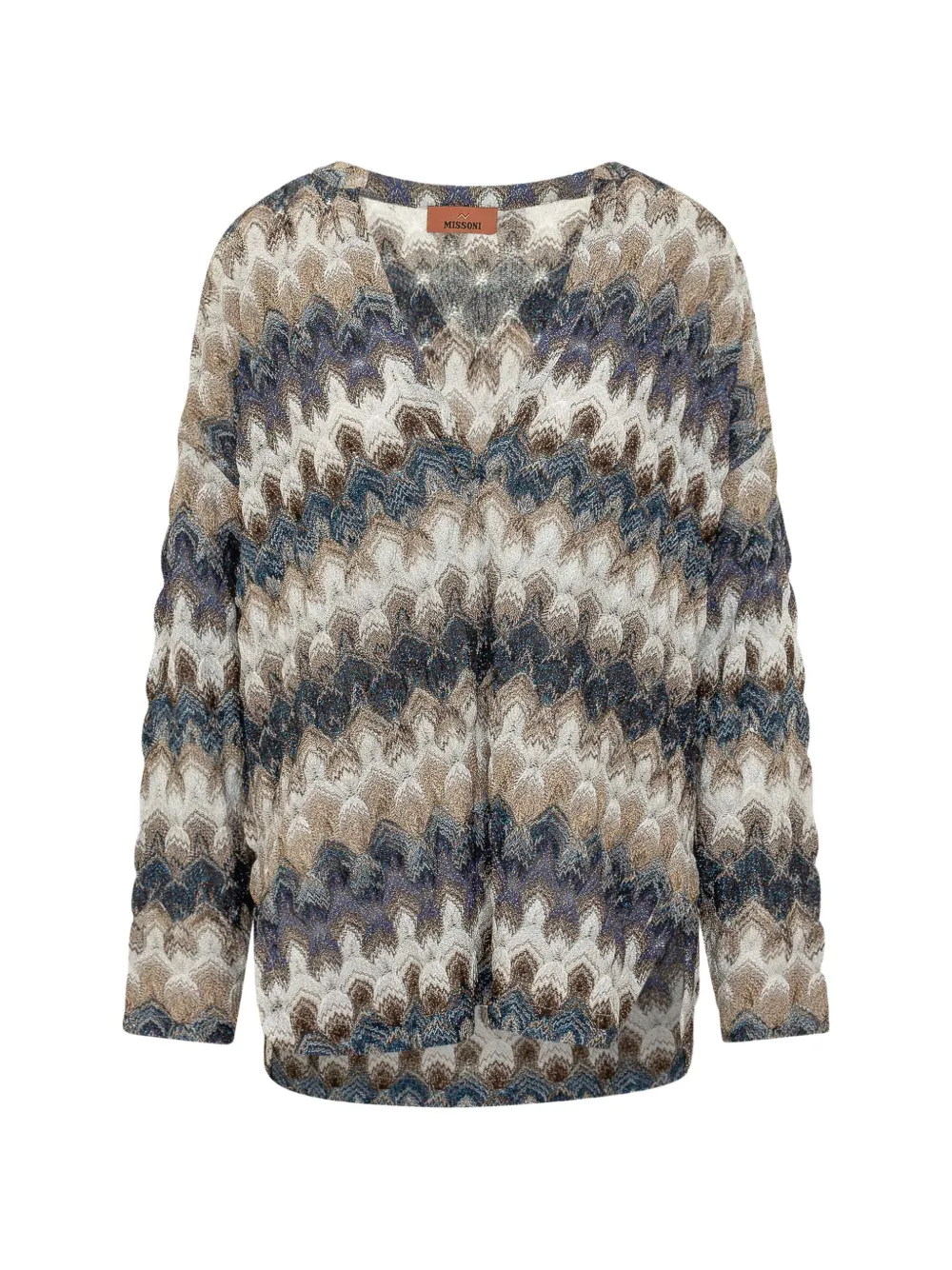 Missoni zigzag-knit metallic blouse - Toni neutri
