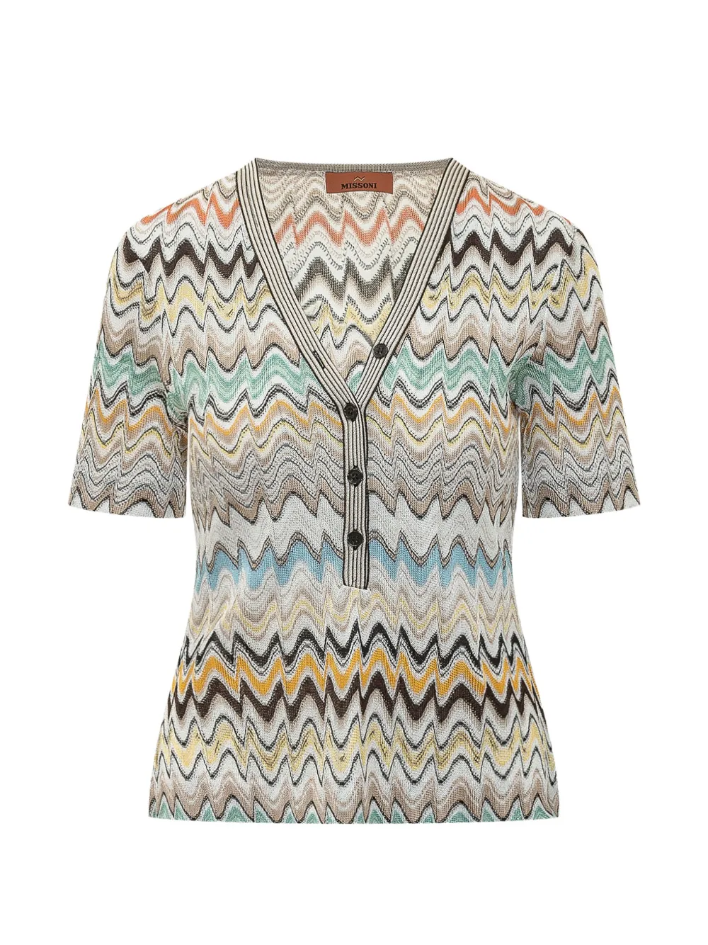 Missoni zigzag V-neck knitted top - Toni neutri