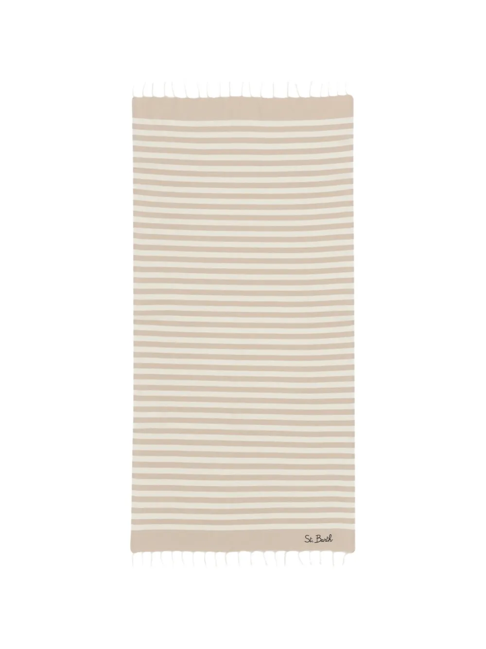 Mc2 Saint Barth Striped Fringed Beach Towel - Neutrals 