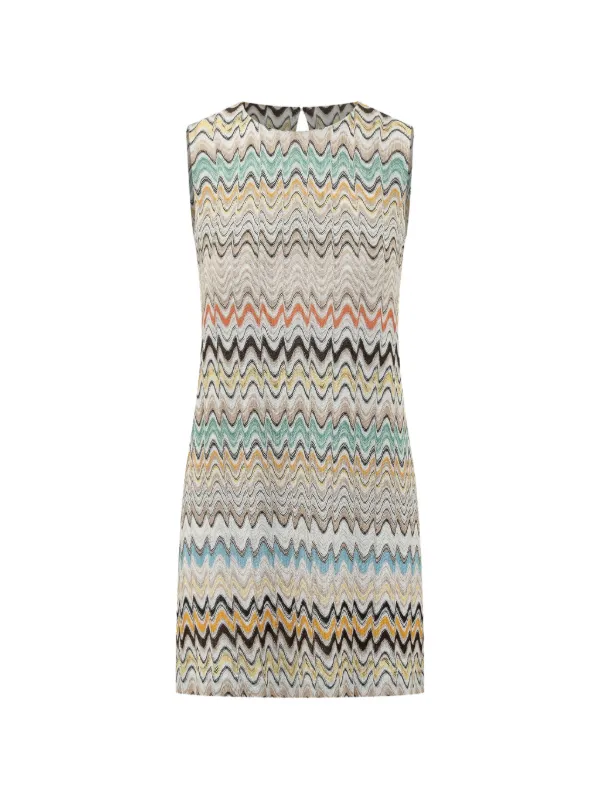 Missoni ジグザグニット ノースリーブ ミニドレス | ニュートラル