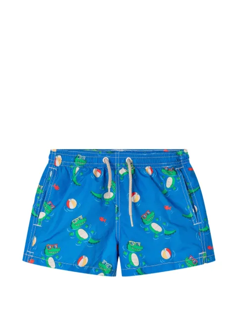 MC2 Saint Barth Kids crocodile-print drawstring swim shorts