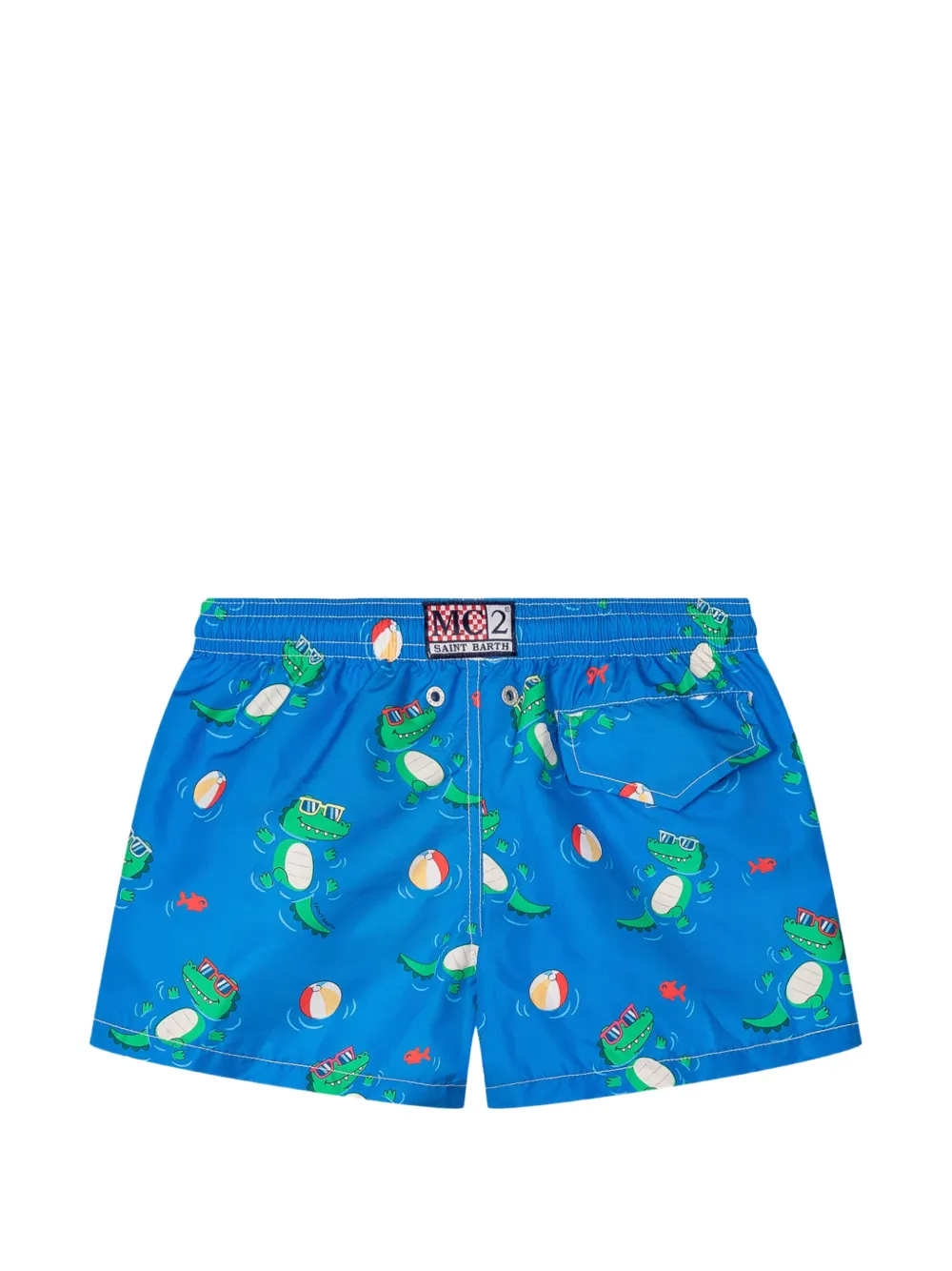 MC2 Saint Barth Kids Zwembroek met trekkoord en krokodillen-print Blauw