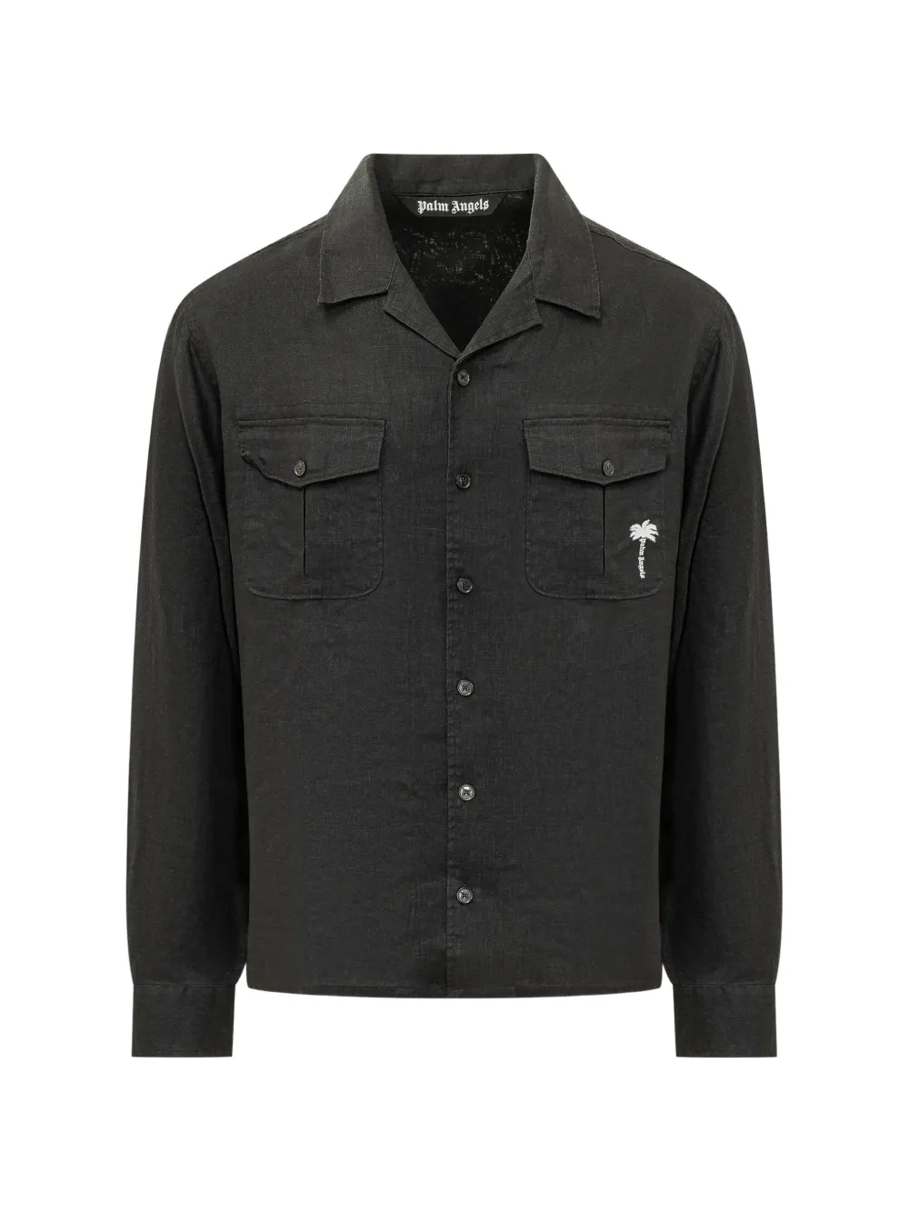 Palm Angels logo-embroidered bowling shirt - Nero