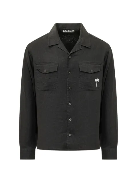 Palm Angels logo-embroidered bowling shirt