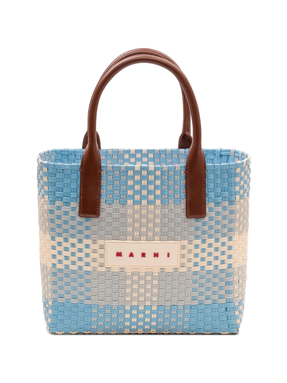 Marni check-pattern woven tote bag - Blu