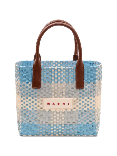 Marni check-pattern woven tote bag