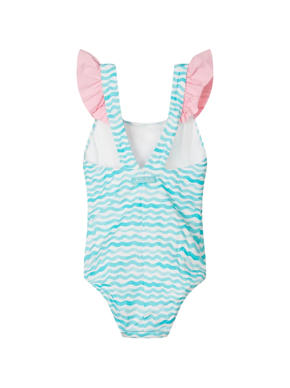 MC2 Saint Barth Kids Badpak met golvende print en ruches Blauw