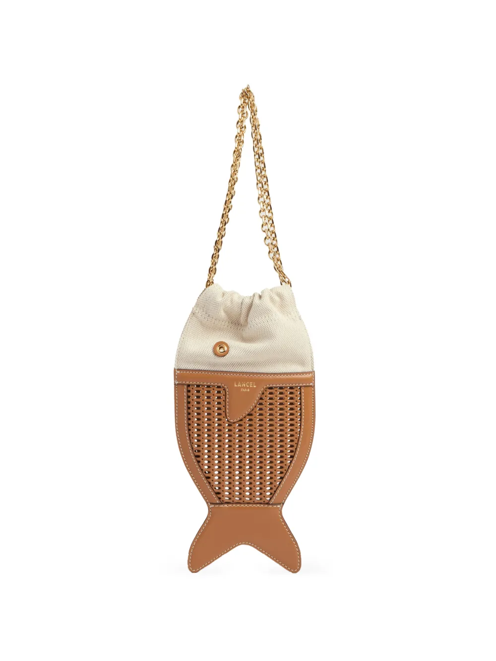 Lancel fish woven clutch bag - Marrone