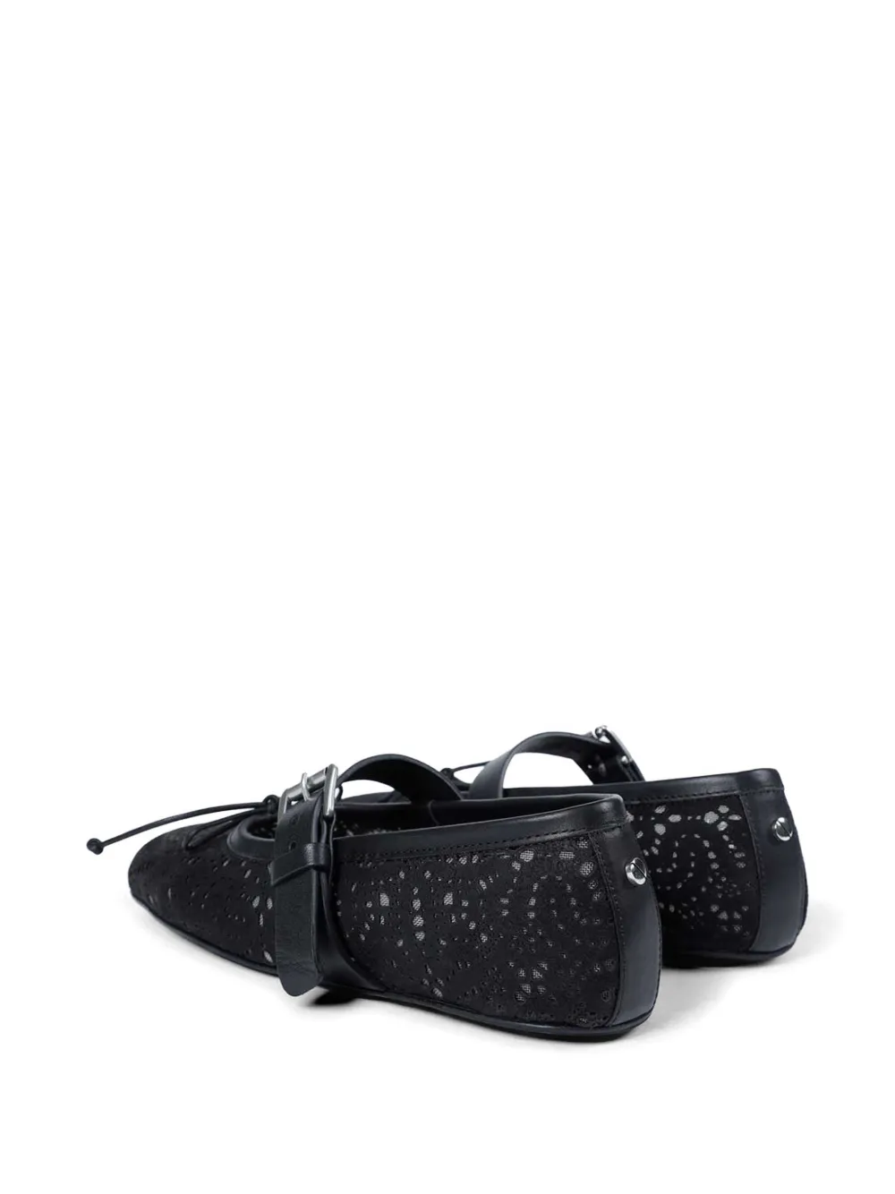 Ann Demeulemeester Zoey lace-effect leather ballet flats Zwart
