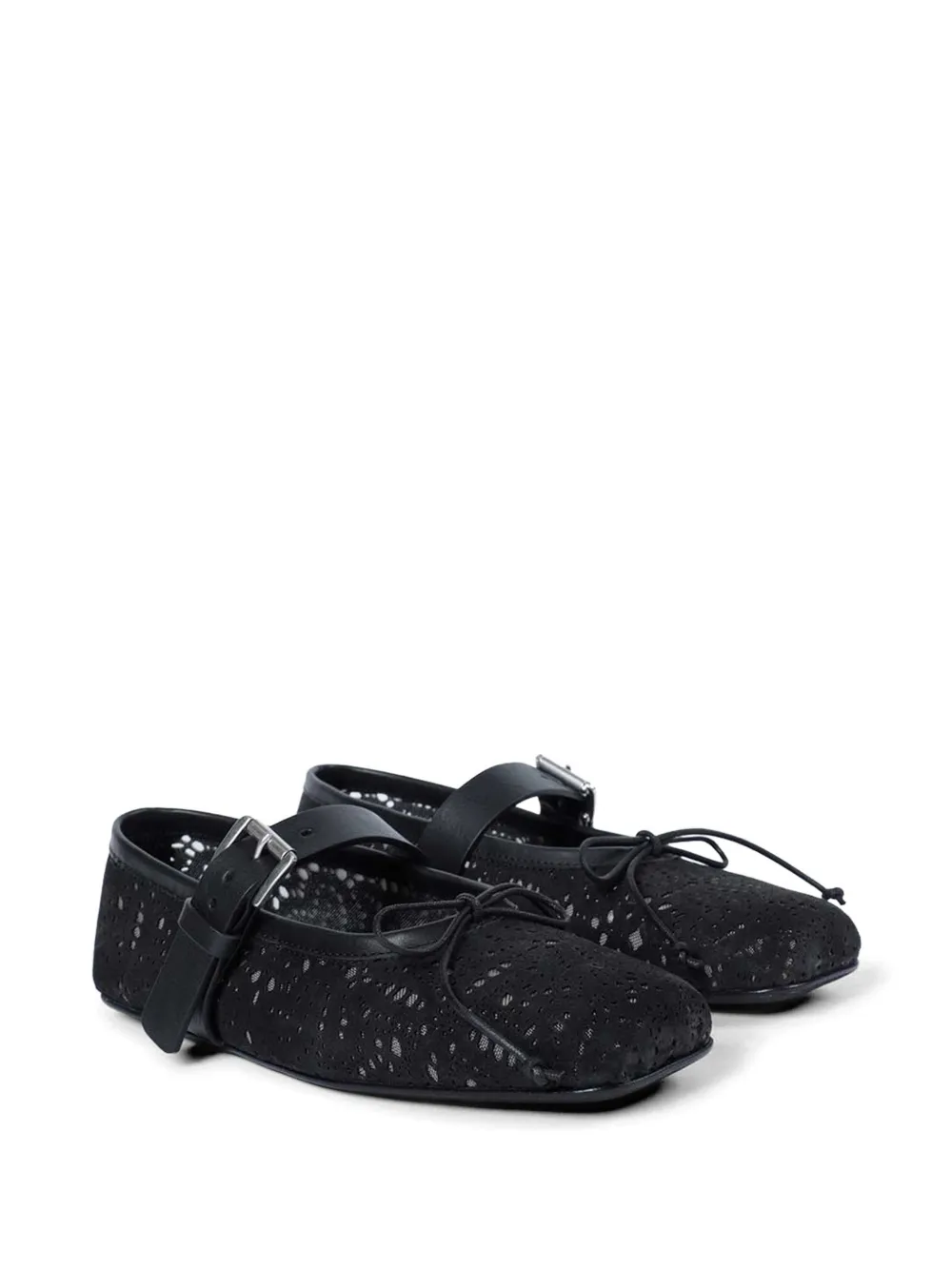 Ann Demeulemeester Zoey lace-effect leather ballet flats Zwart
