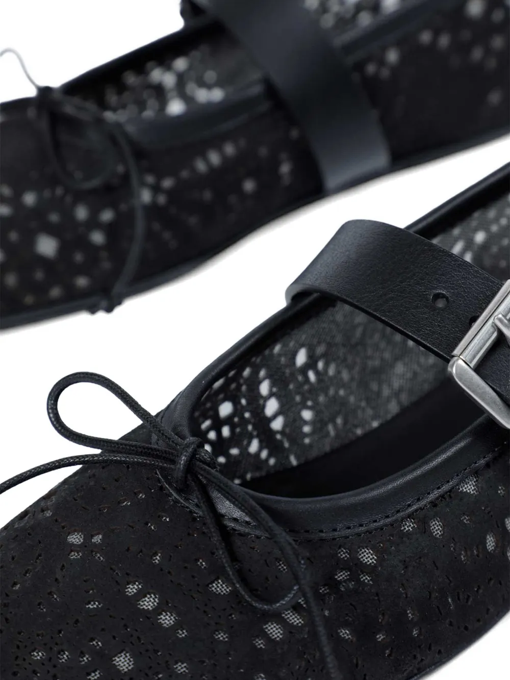 Ann Demeulemeester Zoey lace-effect leather ballet flats Zwart