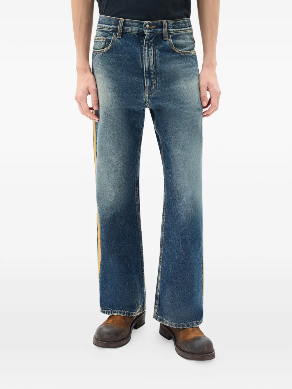 Ann Demeulemeester Alarik stonewashed stripe trousers - Blau