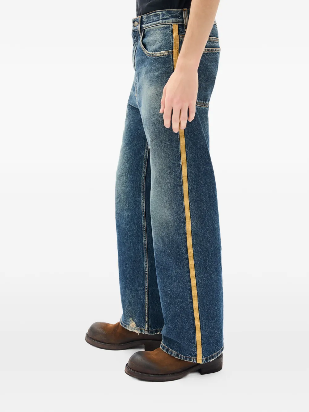  Ann Demeulemeester Pantalones Alarik A Rayas - Azul 