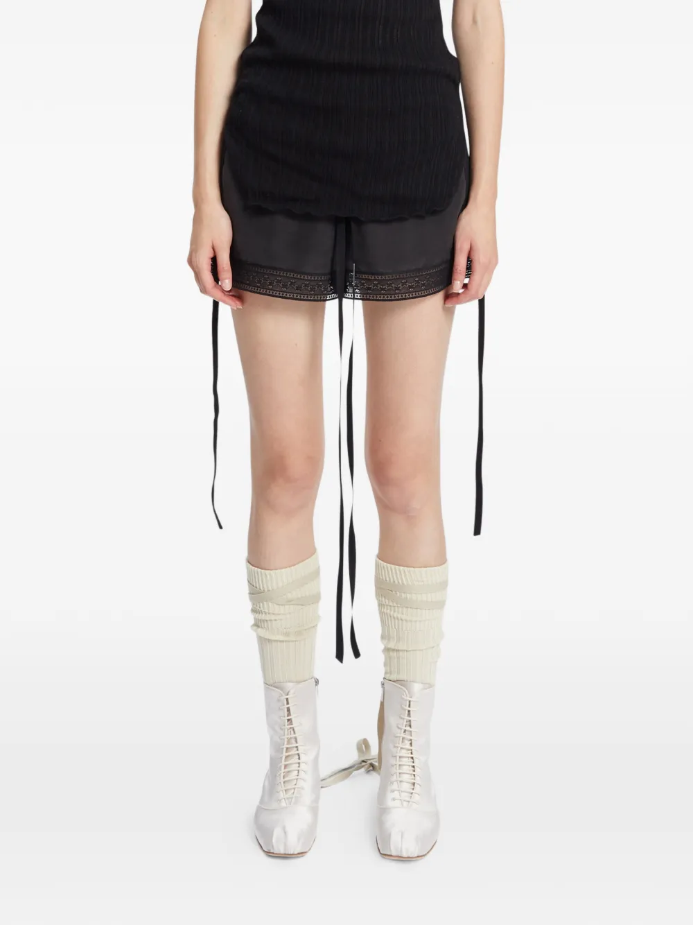 Ann Demeulemeester Monil lace-up satin boots Beige