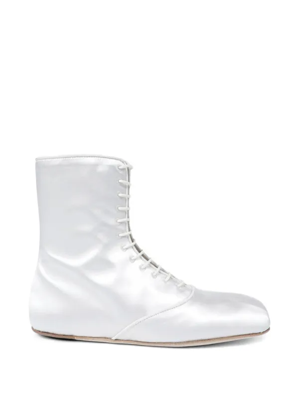 Ann Demeulemeester Monil Lace-up Satin Boots in Neutrals
