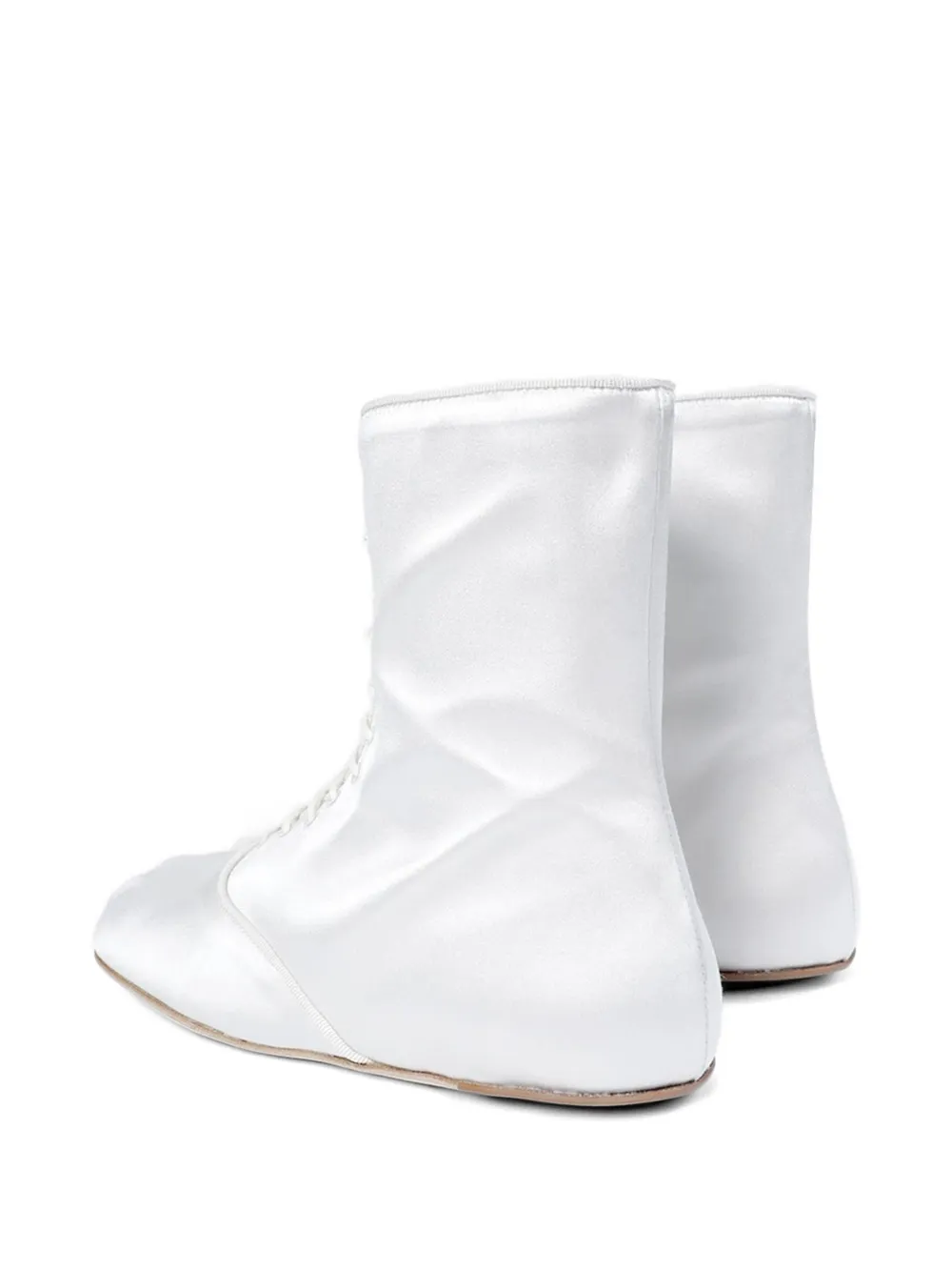 Ann Demeulemeester Monil lace-up satin boots Beige