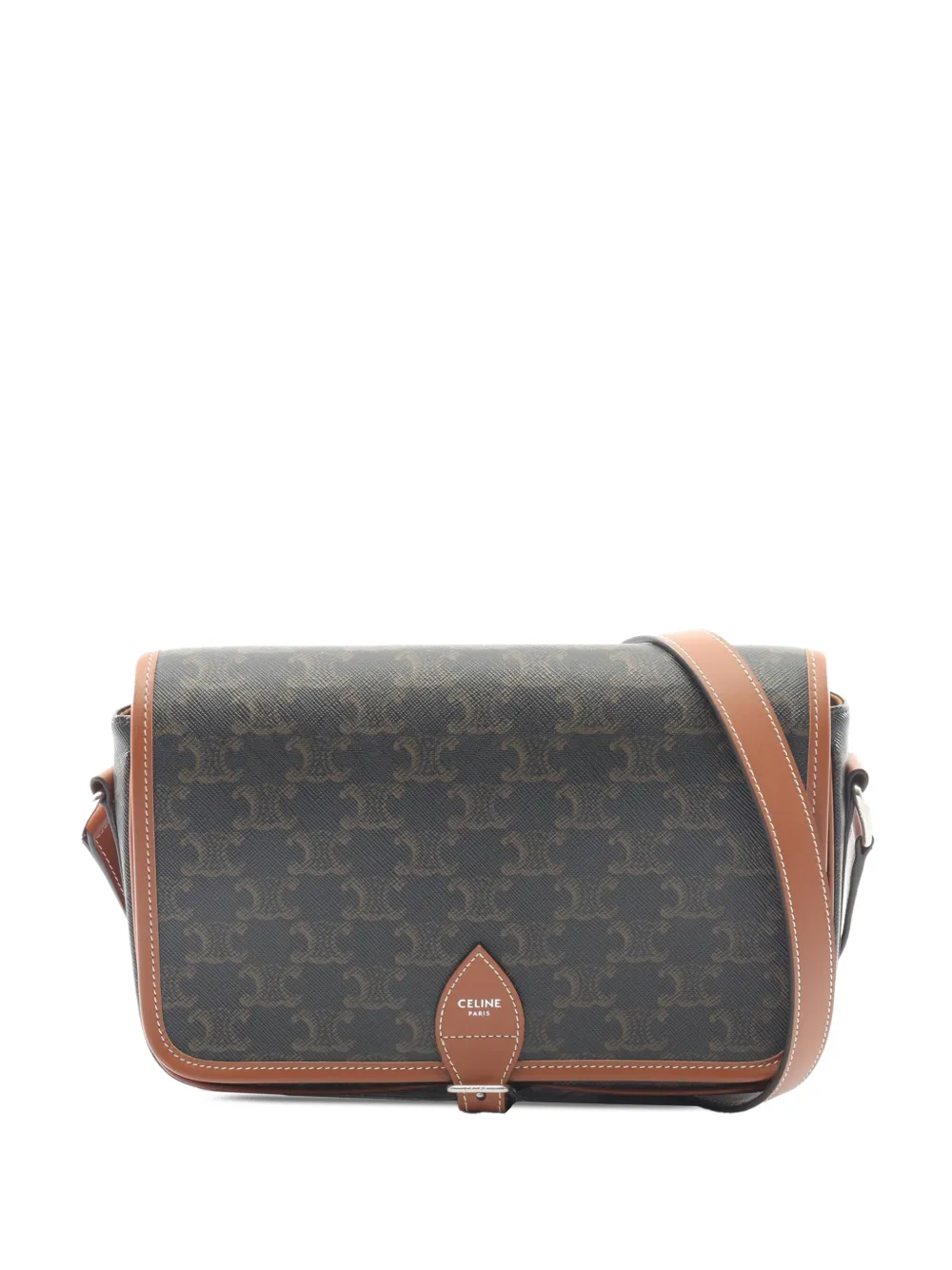 Celine Pre-Owned 2021-2026 Small Triomphe Coated Canvas Folco Flap crossbody bag - Nero