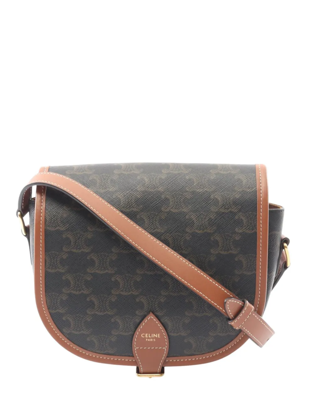 Celine Pre-Owned 2021-2026 MEdium Triomphe Coated Canvas Folco crossbody bag - Schwarz