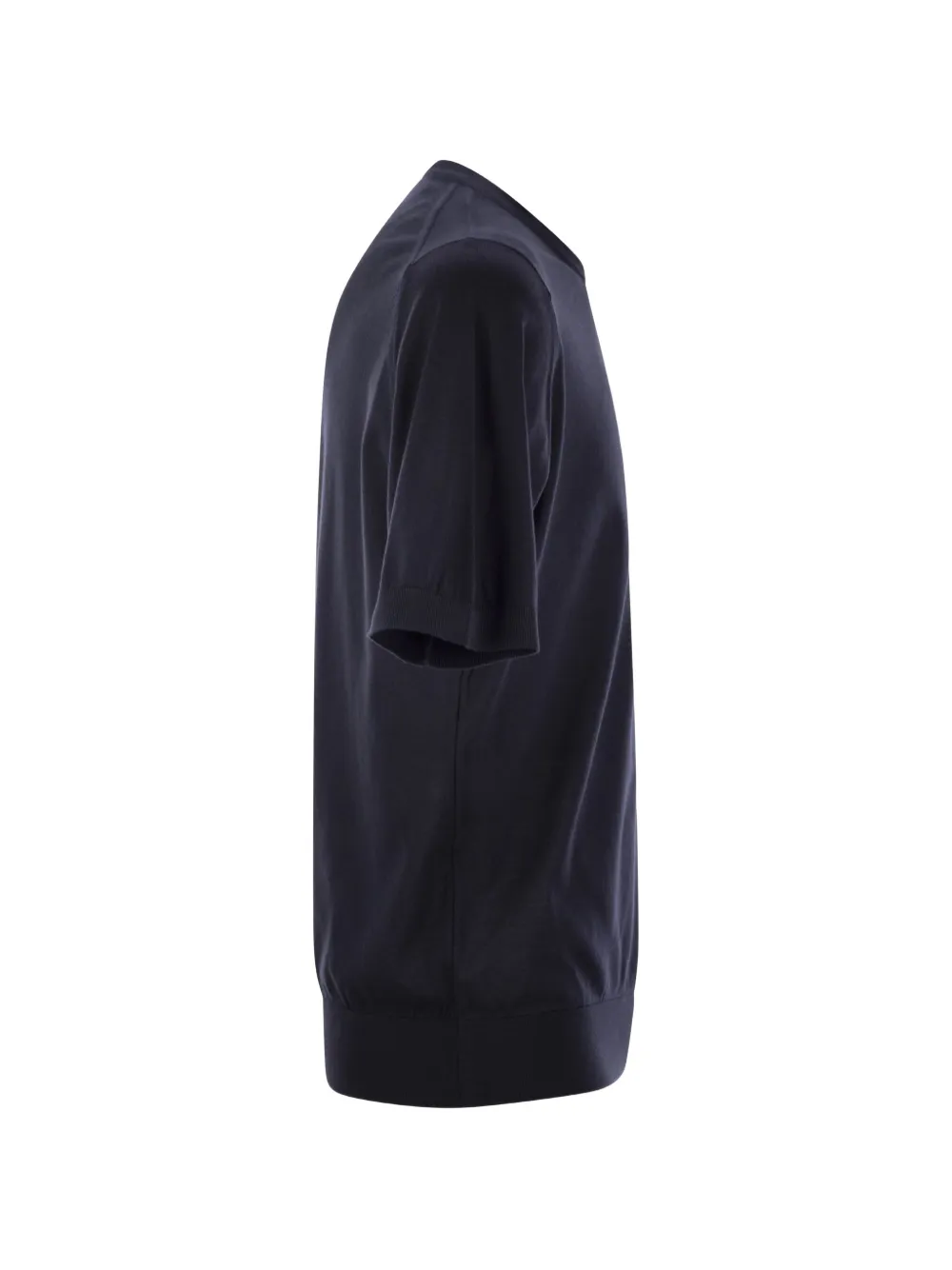 John Smedley T-shirt met ronde hals en geribbelde zoom Blauw