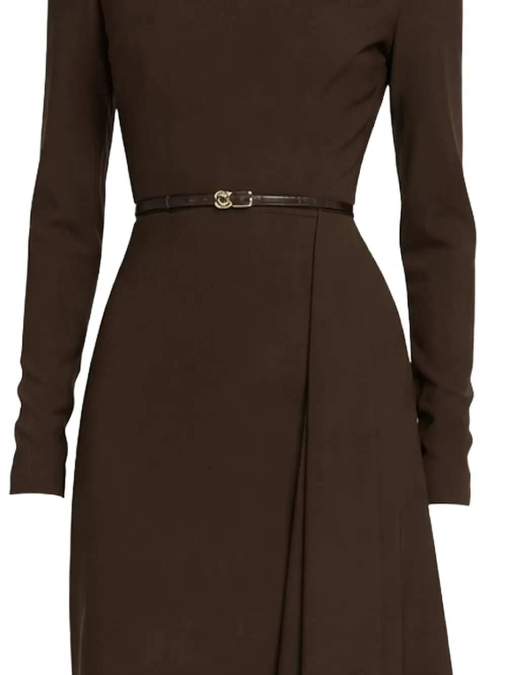 Elie Saab Gedrapeerde midi-jurk met ceintuur Bruin