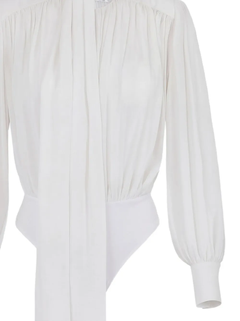 Elisabetta Franchi Georgette zijden body met sjerp Wit