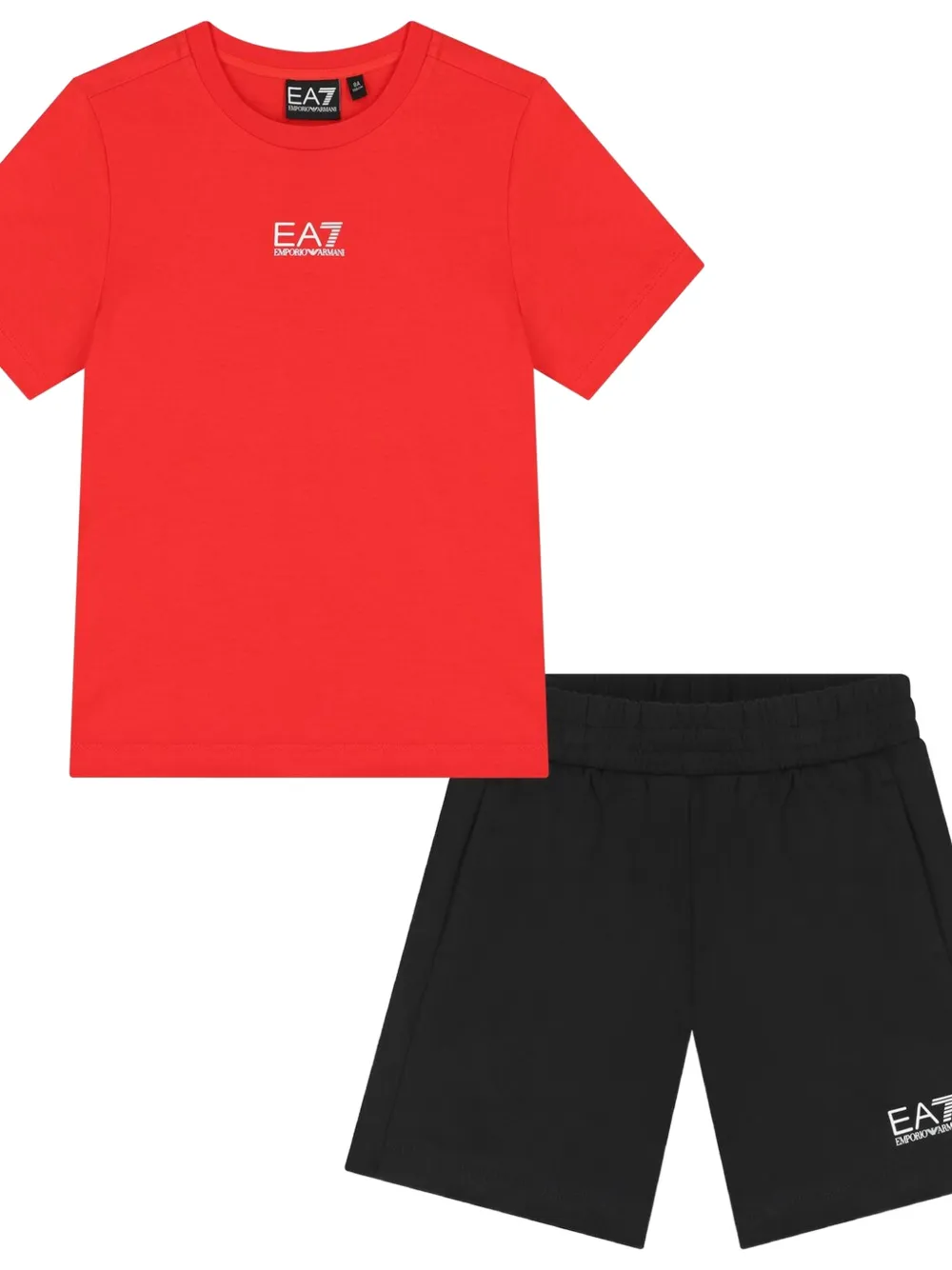 Emporio Armani Kids T-shirt en shorts set met logoprint Rood