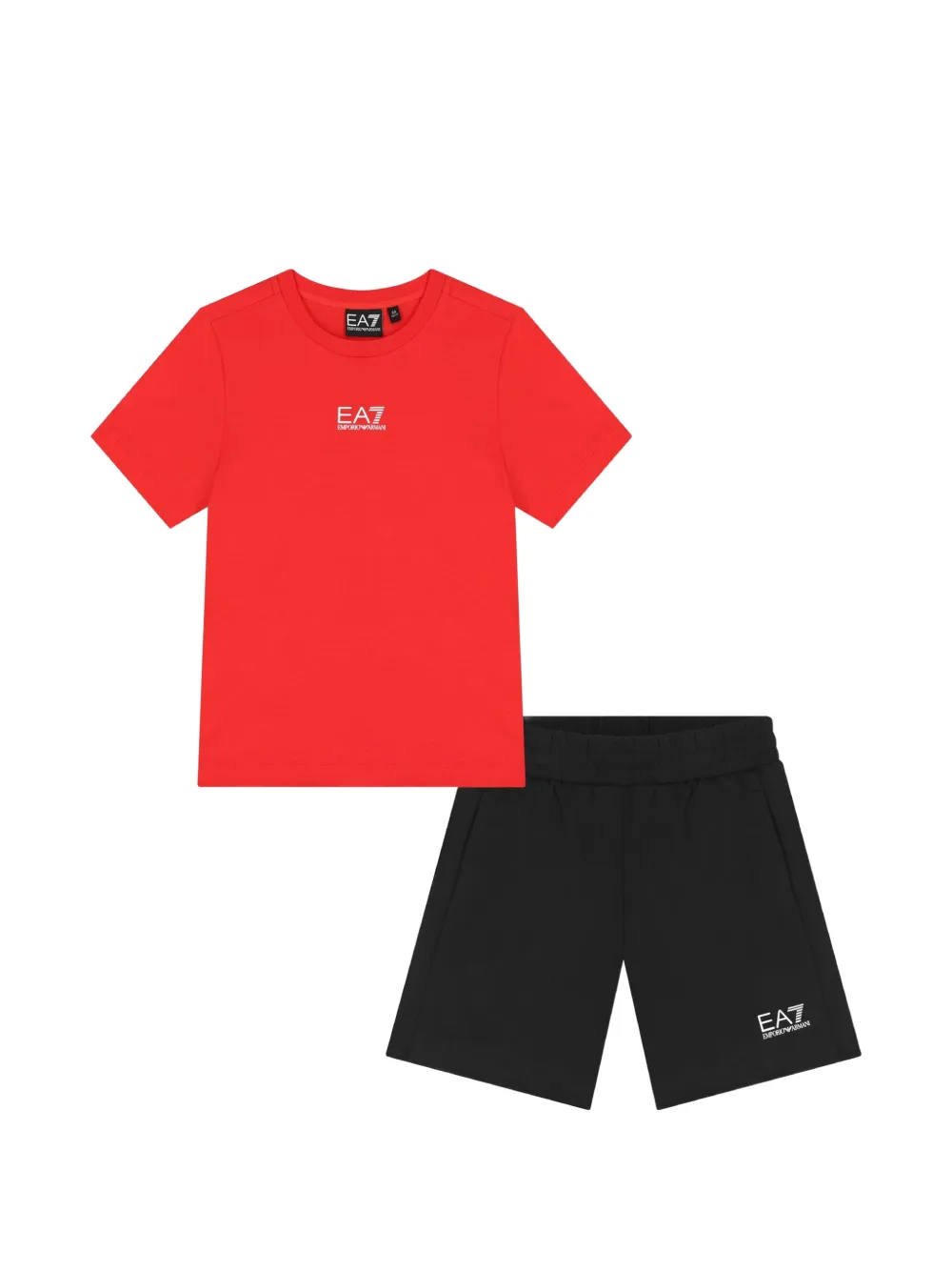 Emporio Armani Kids Set T-shirt e shorts con logo - Rosso