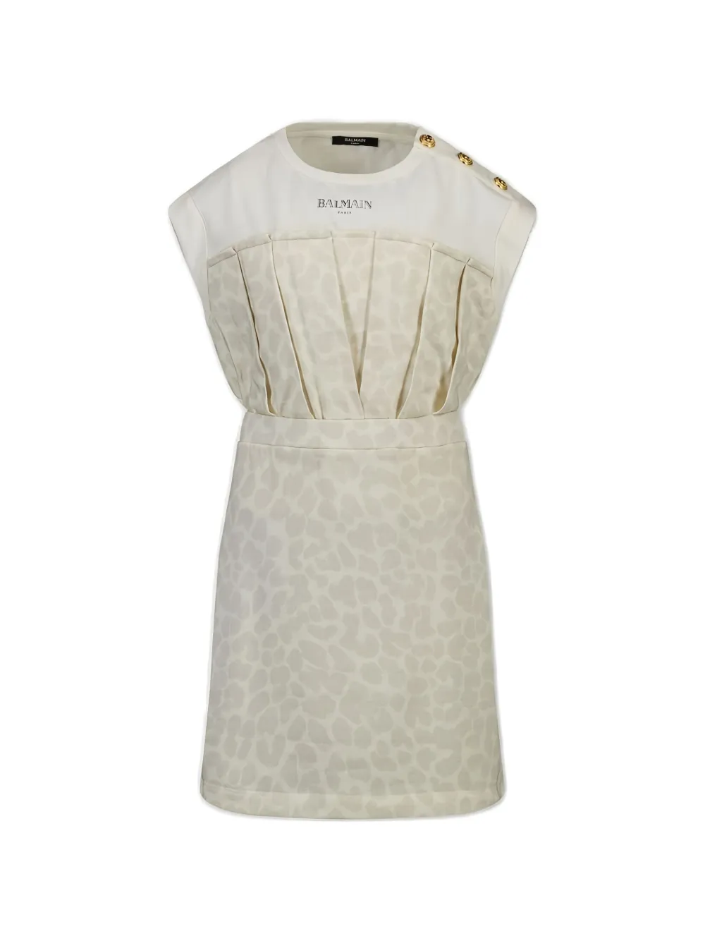 Balmain Kids leopard-print pleated dress - Neutrals