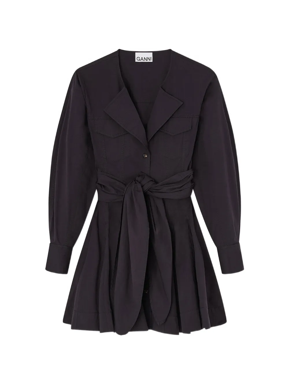 GANNI belted shirt dress - Nero