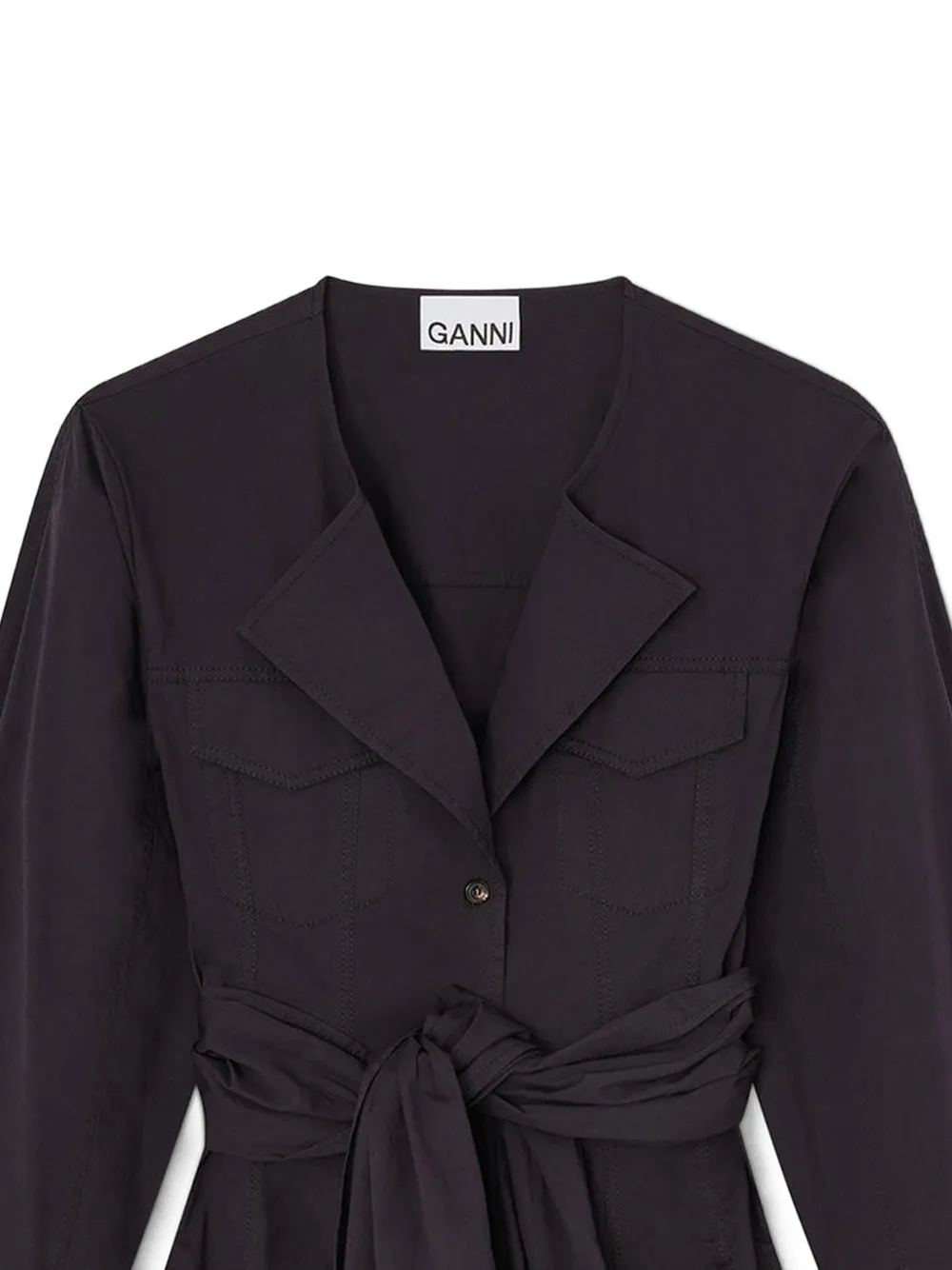 GANNI Blousejurk met ceintuur Zwart
