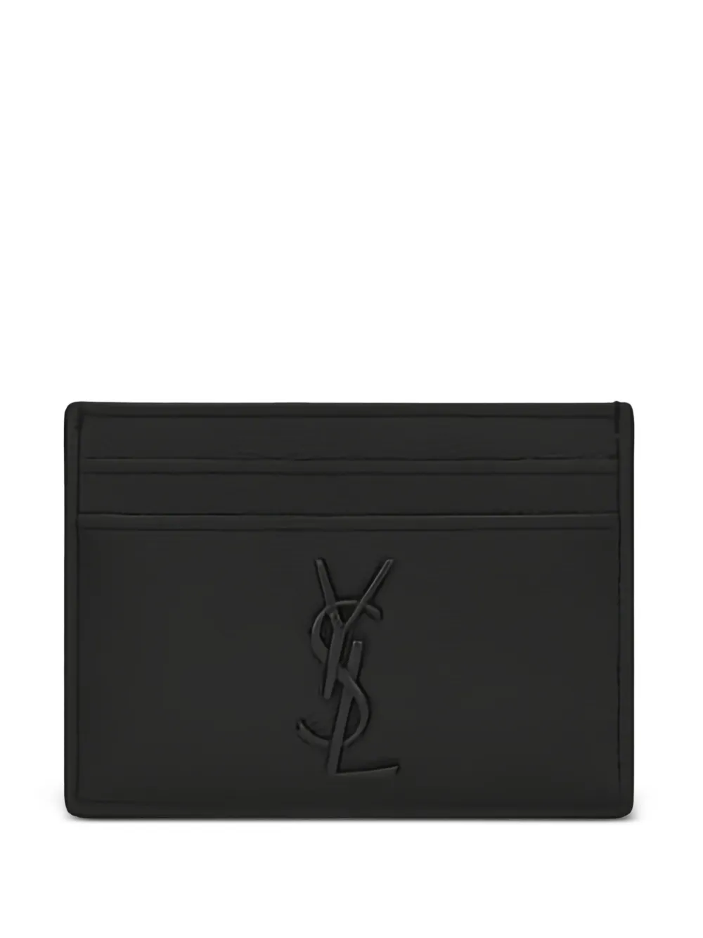 Saint Laurent logo-plaque leather cardholder - Schwarz